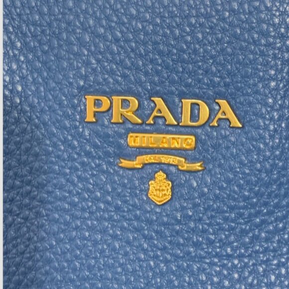 PRADA NWT Vitello Daino Cobalto BN2754 Large Shopping Tote Shoulder Bag - Picture 11 of 13